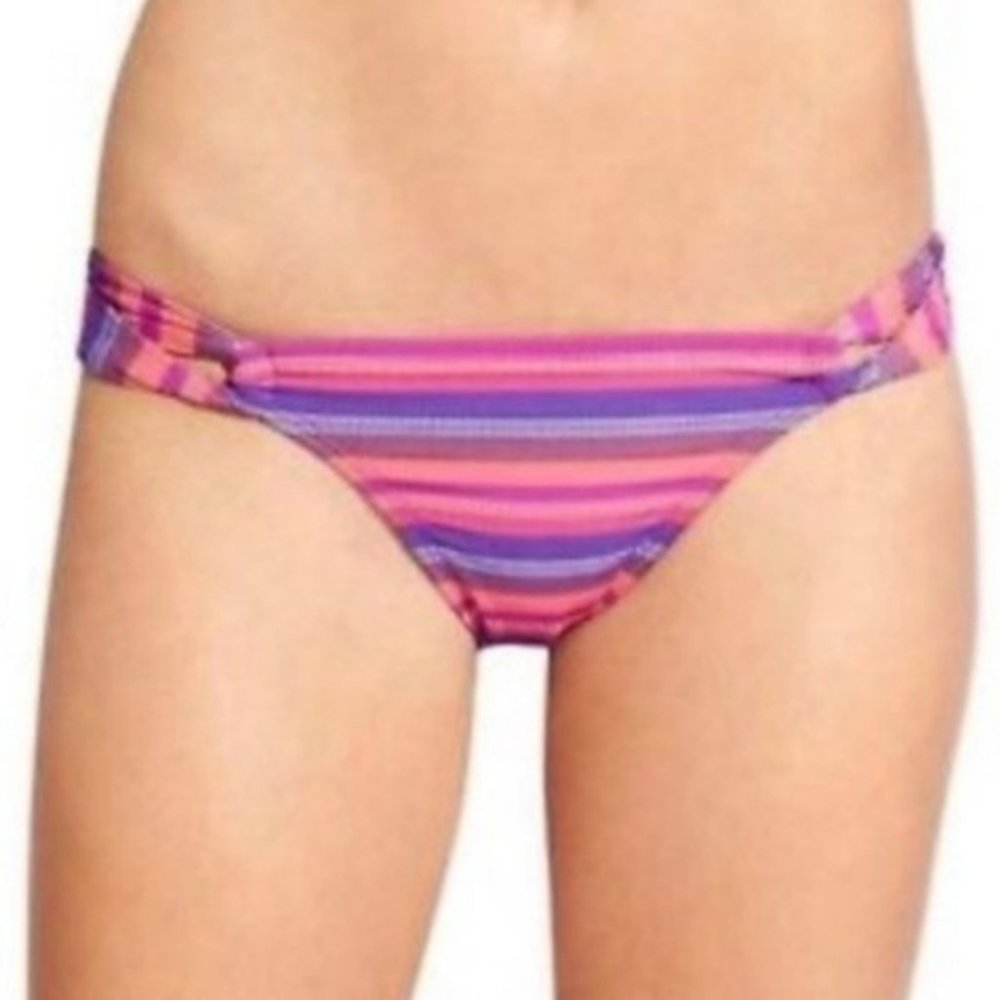 Athleta Pink and Purple Striped Bikini Bottoms